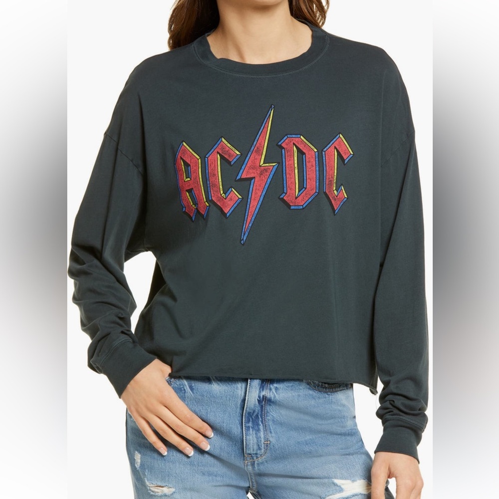 Daydreamer AC/DC Crop Graphic Sweatshirt